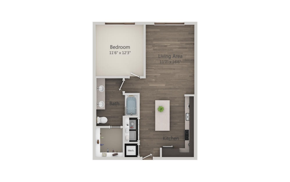 A4 Ansi - 1 bedroom floorplan layout with 1 bathroom and 768 square feet (2D)