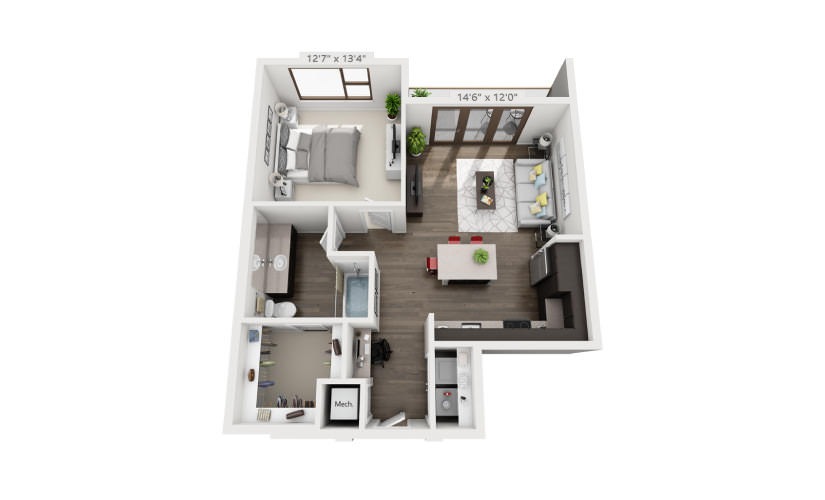 A5a - 1 bedroom floor plan layout with 1 bathroom and 745 - 779 square feet